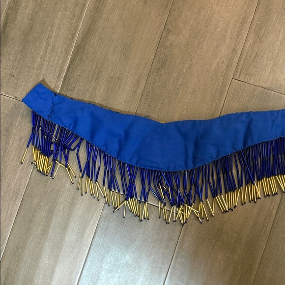 Vintage Beaded & Sequined Cabaret Belly Dance Hip Belt – Cobalt Blue & Gold